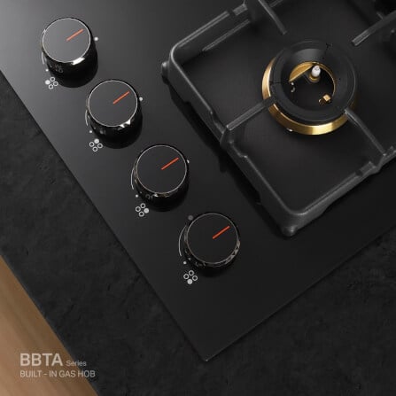 เตาแก๊สฝัง 4 หัว ฐานกระจกนิรภัย EVE HB60-4BBTA/BG 60 ซม. สีดำ_1
